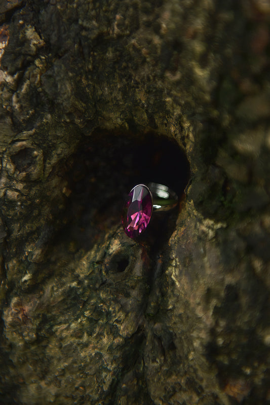 PURPLE OVAL CRYSTAL RING