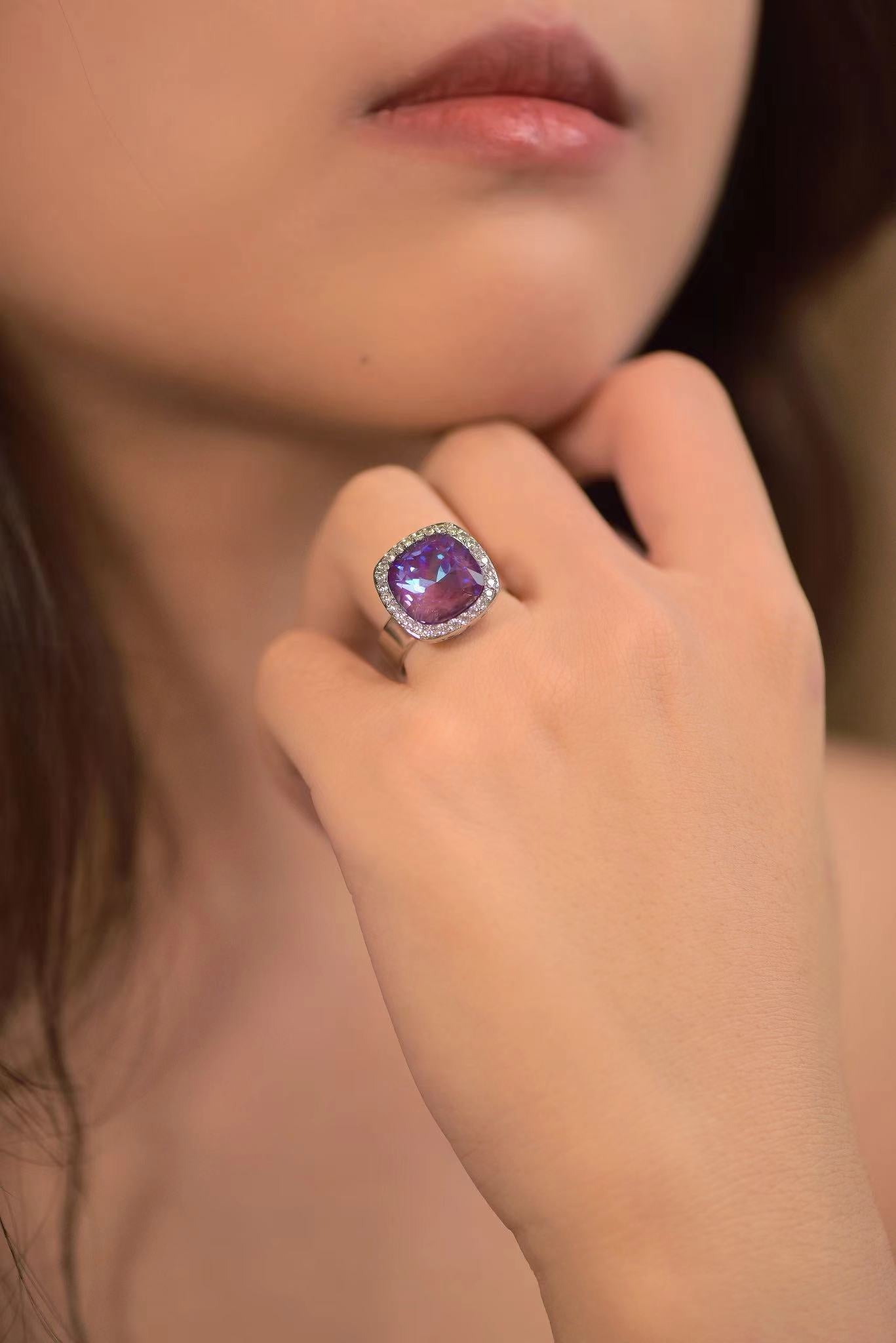 PRECIOUS SQUARE PURPLE CRYSTAL RING