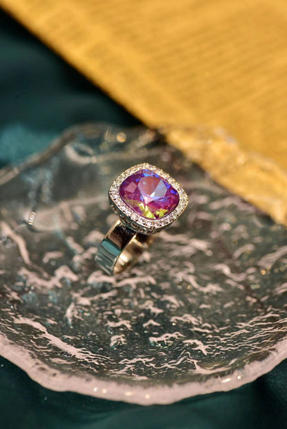 PRECIOUS SQUARE PURPLE CRYSTAL RING