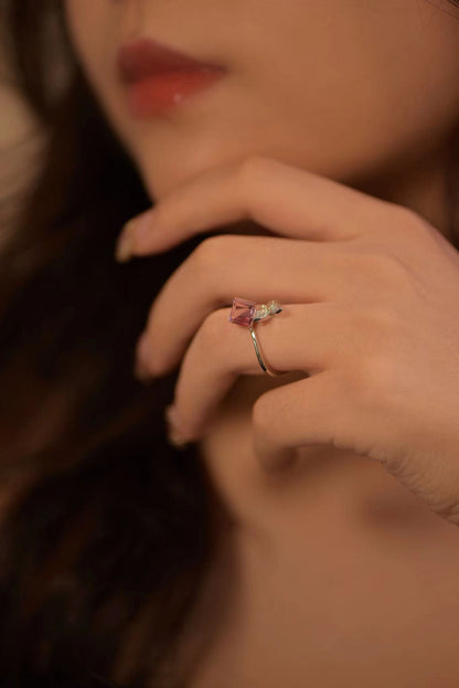 PINK BUTTERFLY SUGAR CUBE RING