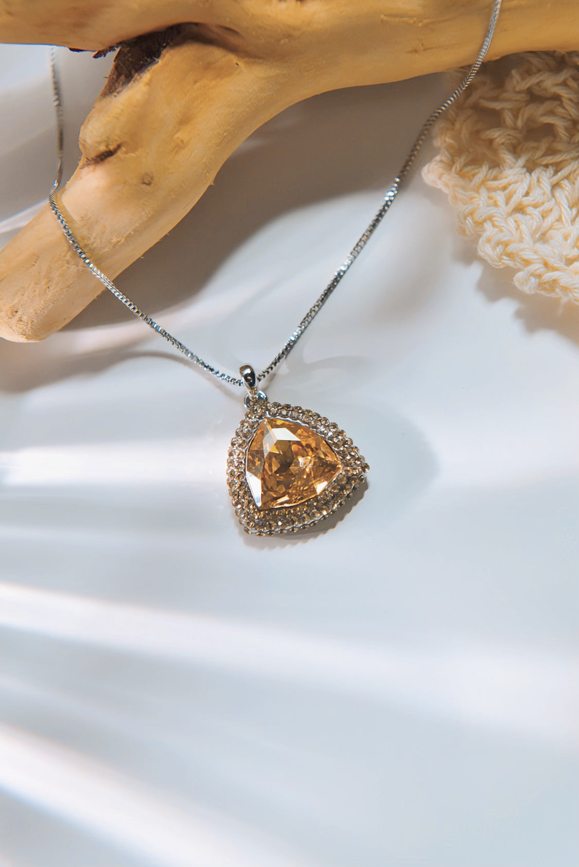 SUNBURST CITRINE TRIANGLE NECKLACE