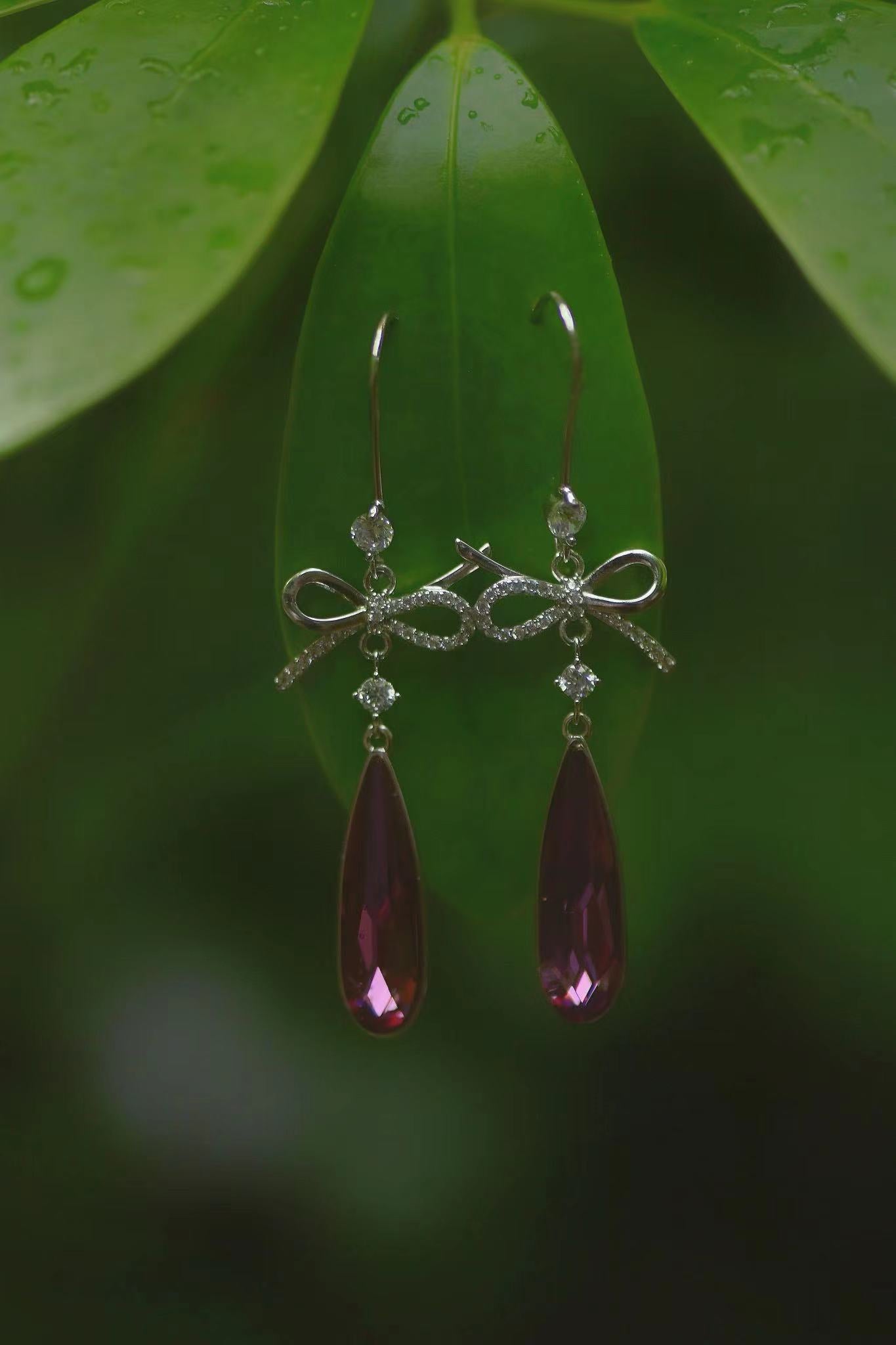 AMETHYST TEARDROP BOW EARRINGS