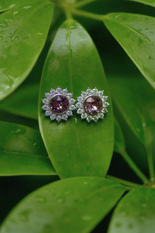 SUN SHAPED AMETHYST EARRINGS